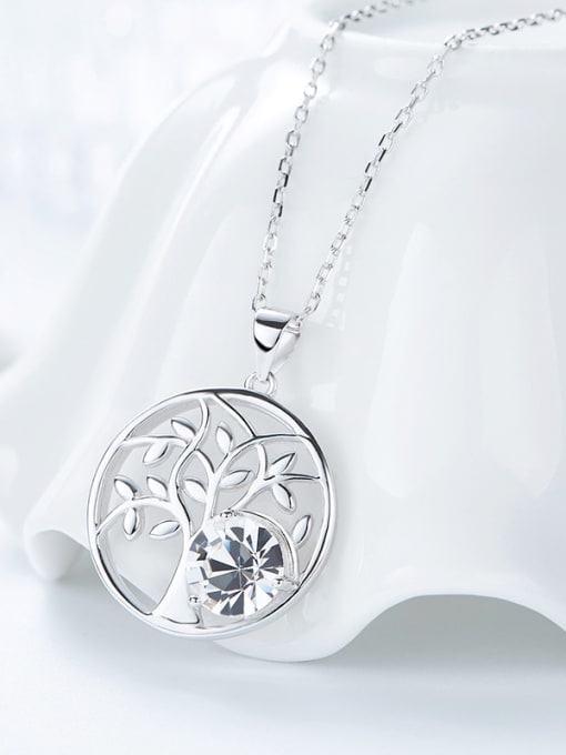 CEIDAI Personalized Little Tree Cubic Zircon 925 Silver Necklace 2