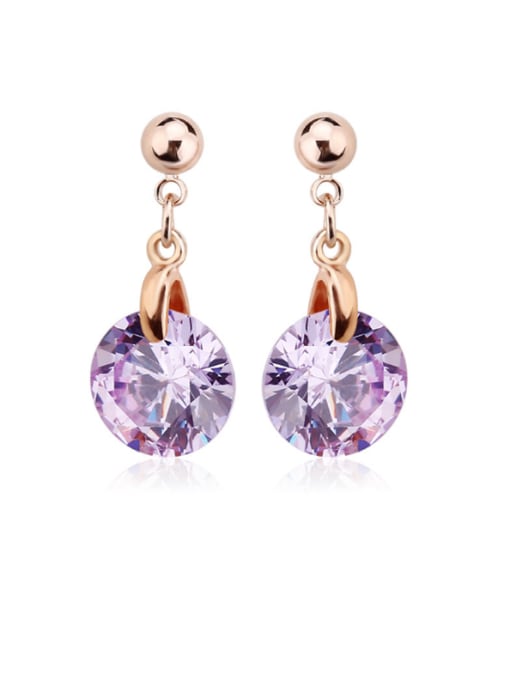 OUXI Female Simple Style Zircon drop earring