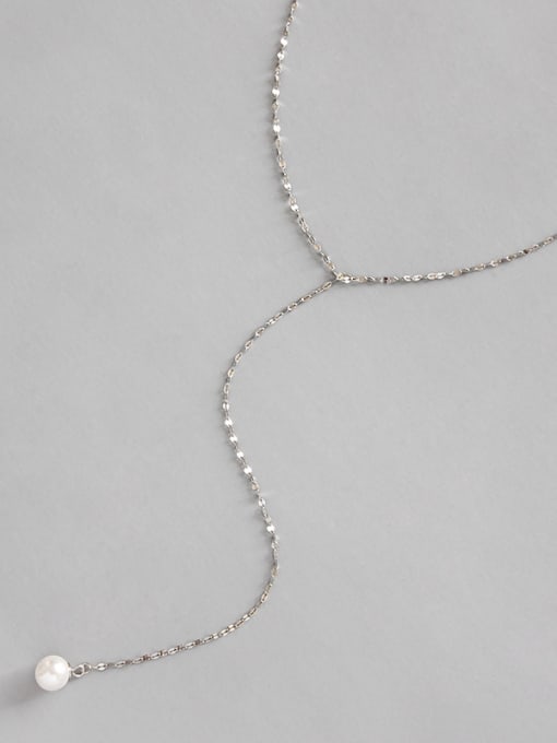 DAKA Sterling silver minimalist imitation pearl necklace 3
