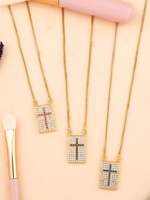 CC Copper With  Cubic Zirconia Personality Cross Necklaces 3