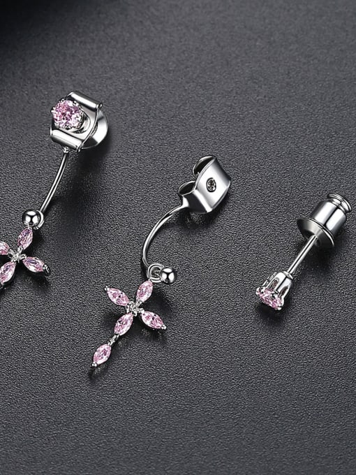 BLING SU Copper With Platinum Plated Delicate Cross Stud Earrings 3