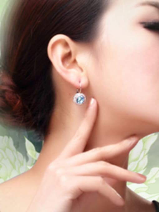 OUXI Fashion Women Anti Allergy Round Shaped Crystal Stud hook earring 2