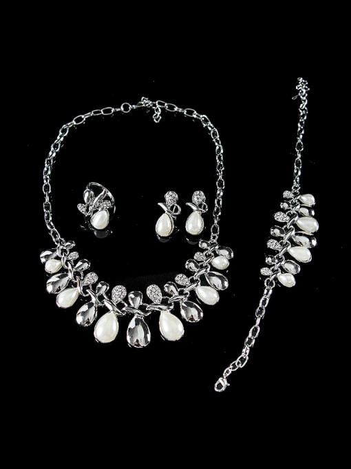 Lan Fu Water Drop Artificial Crystals Four Pieces Jewelry Set 1