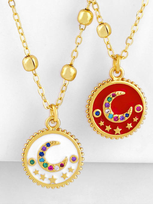 CC Copper With  Cubic Zirconia Fashion Moon round Necklaces 0