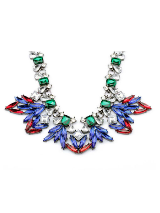 KM Exaggerated Colorful Flower Alloy Necklace 1