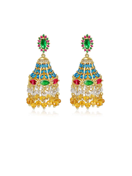 BLING SU Copper With Gold Plated Vintage Irregular Chandelier Earrings
