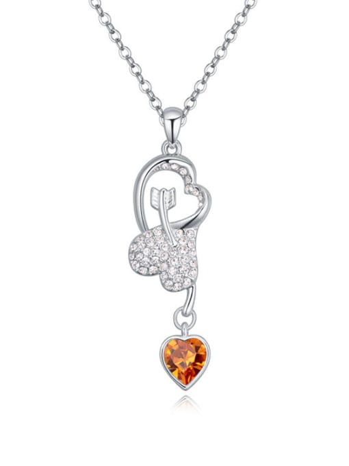 QIANZI Fashion Shiny austrian Crystals Heart Pendant Alloy Necklace 4