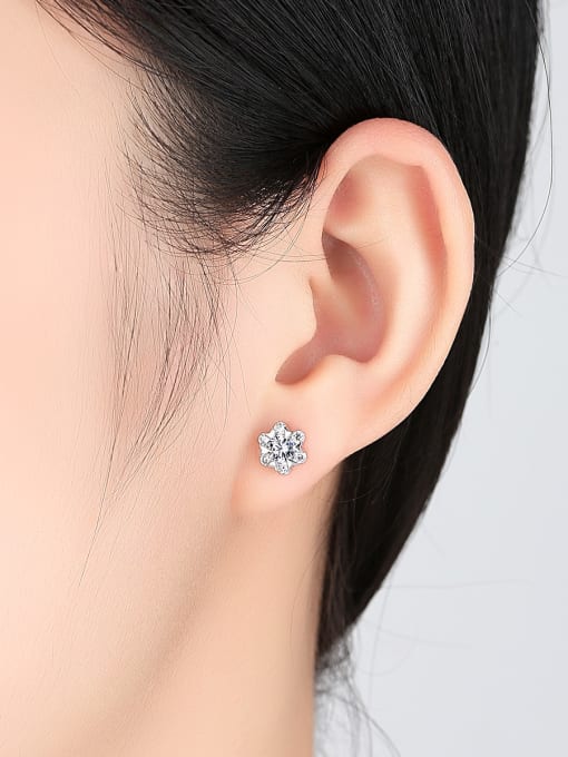 CCUI Sterling silver fashion shine zircon flower earrings 1