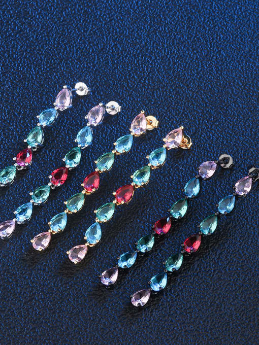 ROSS Copper With Glass stone Fashion Water Drop Drop Earrings 3