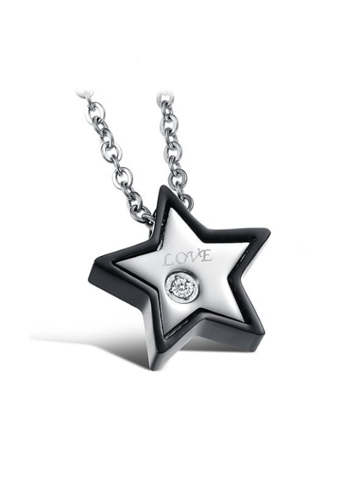 Black Fashion Rhinestone Star Titanium Lovers Necklace