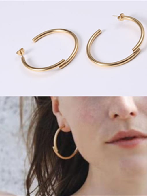 GROSE Titanium With Gold Plated Simplistic Round Hoop Earrings 1