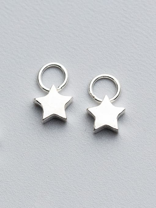 FAN 925 Sterling Silver With Silver Plated Simplistic Star Charms 0