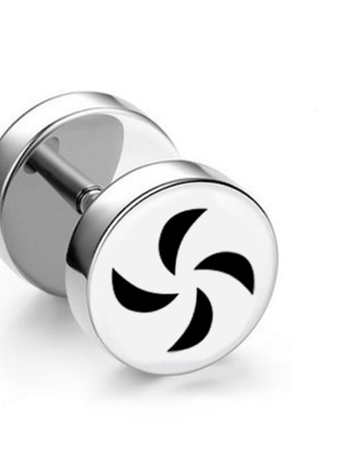 Windmill steel face Stainless Steel With Simplistic Round windmill Stud Earrings
