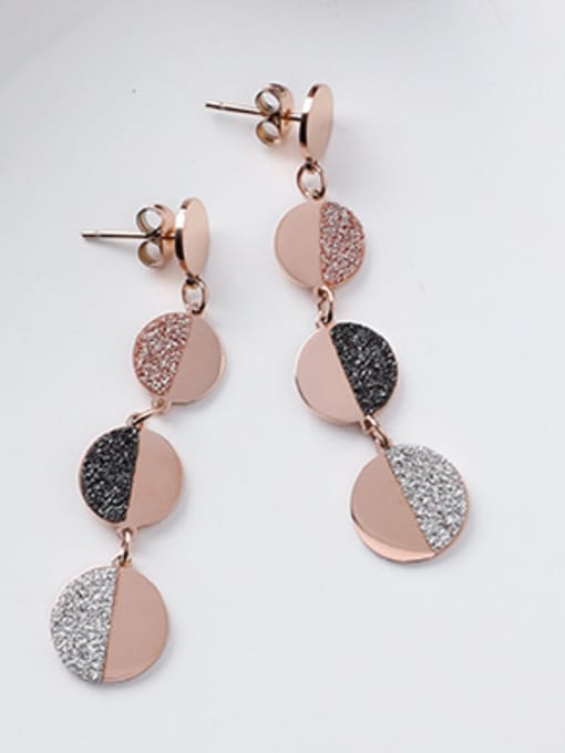 B Round Section Stainless Steel With Rose Gold Plated Simplistic Round Heart Drop Earrings