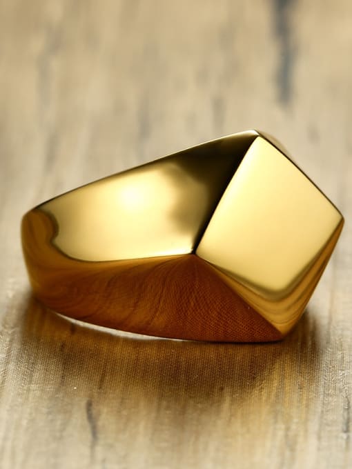 Golden Personality Black Gun Plated Diamond Shaped Titanium Ring