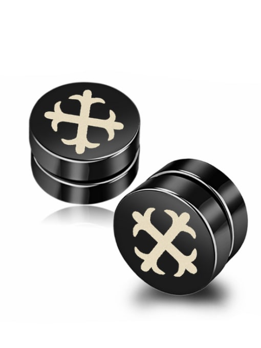 BSL Stainless Steel With Black Gun Plated Personality Cross Stud Earrings 0
