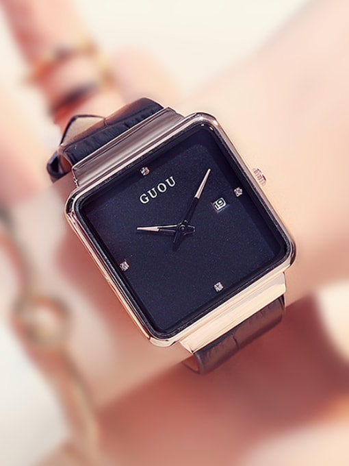 Black GUOU Brand Simple Square Watch