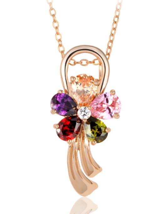 BLING SU Copper With Rose Gold Plated Delicate Flower Necklaces 0