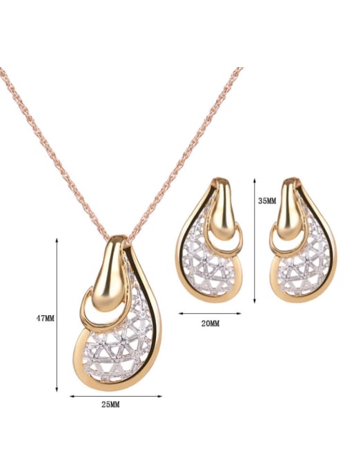 BESTIE Alloy Imitation-gold Plated Fashion Rhinestones Grid Two Pieces Jewelry Set 3