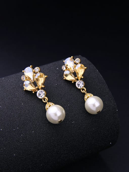 KM Alloy Gold Plated Exquisite Dazzling Drop Cluster earring 2