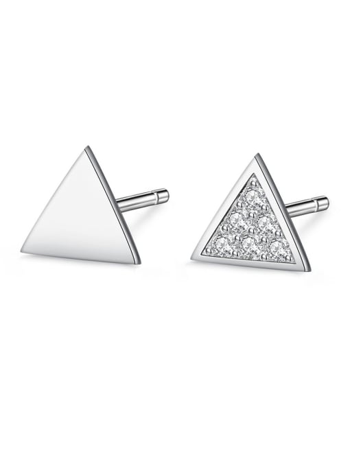 CCUI 925 Sterling Silver With Cubic Zirconia Simplistic Triangle Stud Earrings 0