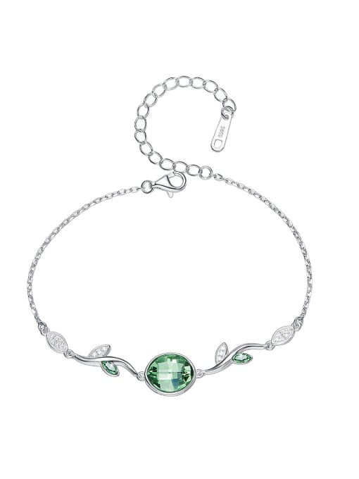 Green Simple austrian Crystals Tiny Leaves Bracelet