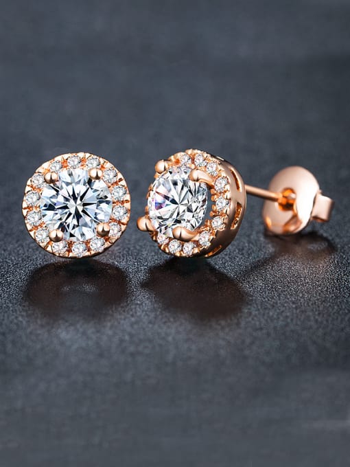 UNIENO Rose Gold Plated Zircon Cluster earring 0