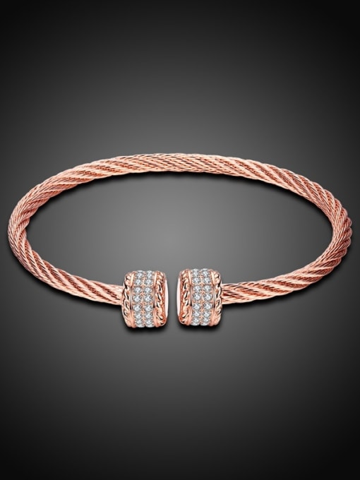 Rose Gold Delicate Open Design 18K Gold Plated Bangle