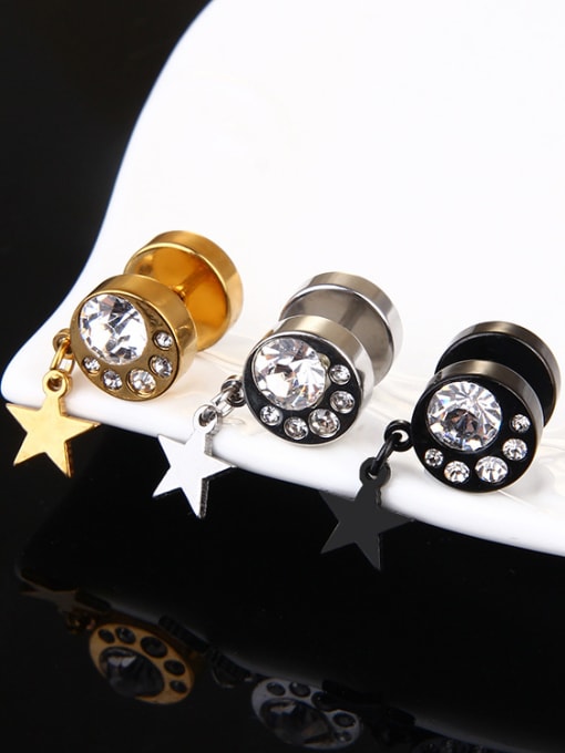 BSL Stainless Steel With Gold Plated Personality Star Stud Earrings 2