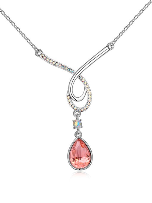 red Simple Water Drop austrian Crystal Pendant Alloy Necklace