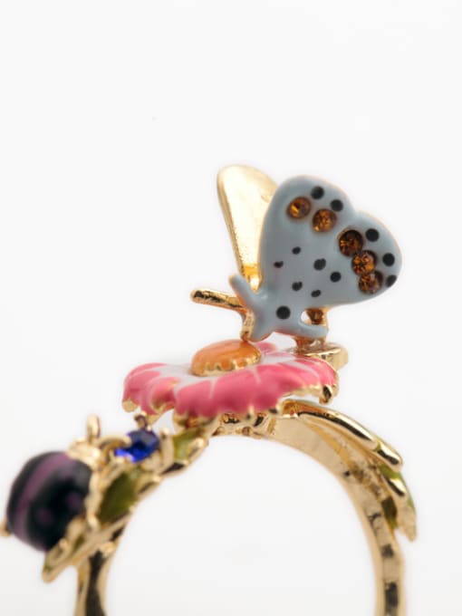 KM Colorful Enamel Butterfly Alloy Statement Ring 1