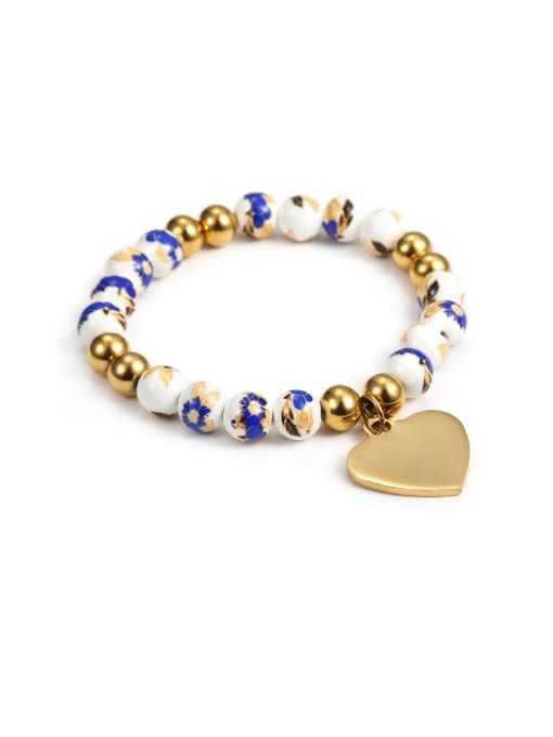 gold Titanium Heart-Shaped Stainless Steel Bracelet