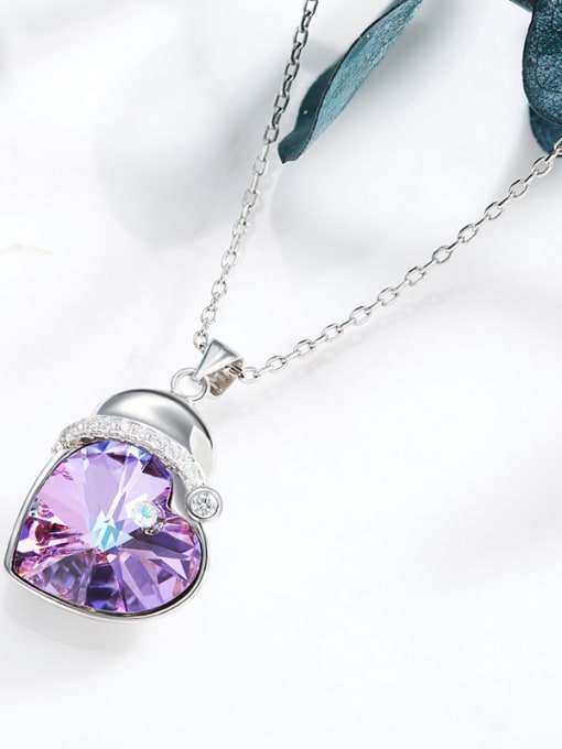 CEIDAI S925 Silver Heart-shaped Crystal Necklace 3
