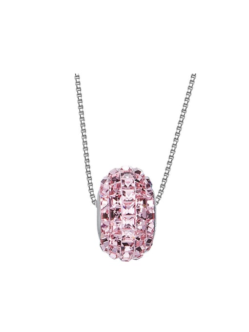Pink Simple austrian Crystals Oblate Bead Necklace