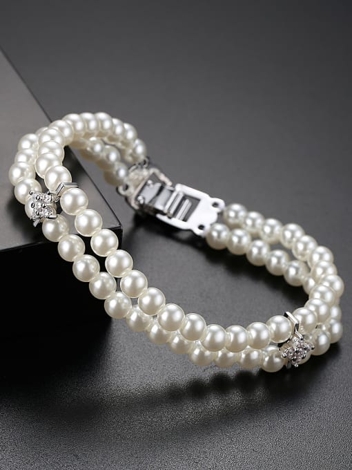 BLING SU AAA zircon synthetic pearl bracelet 0