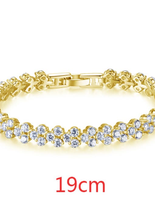 Golden 19Cm A Fashionable copper inlaid AAA zircon Rome Bracelet