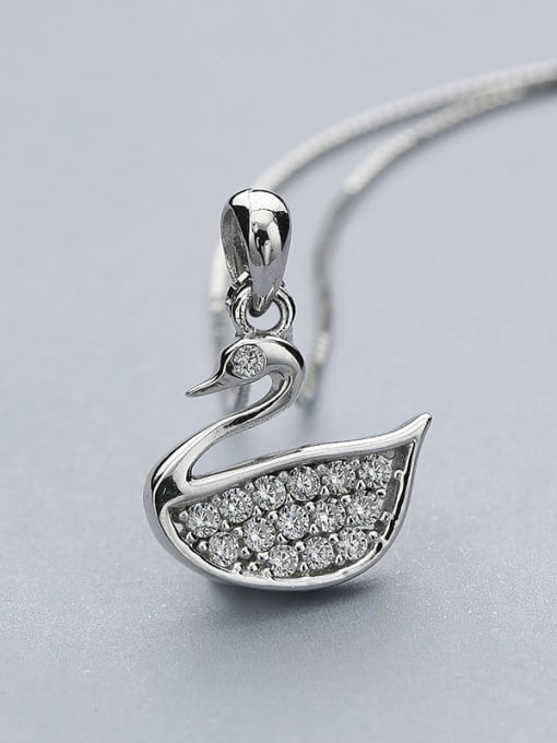 One Silver All-match Swan Necklace 2