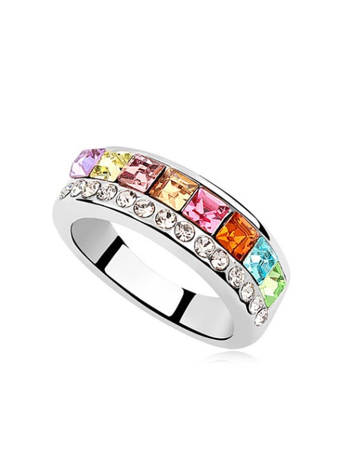 QIANZI Fashion Square austrian Crystals Alloy Ring 0