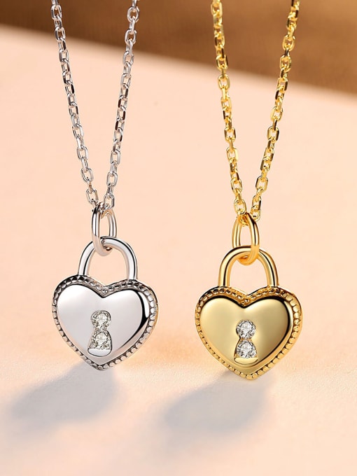 CCUI 925 Sterling Silver With ed Simplistic Heart Necklaces 2