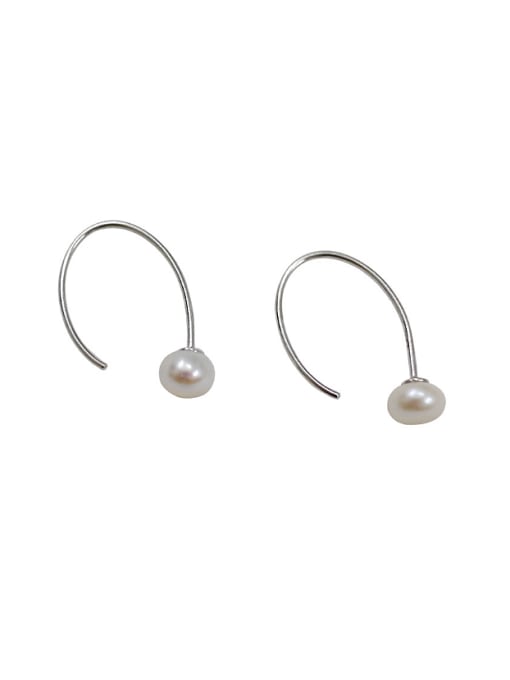 DAKA Simple Freshwater Pearl Silver Hook Earrings 0