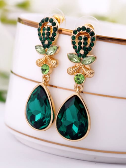 Green Alloy Fashion Zircon Water drop earring