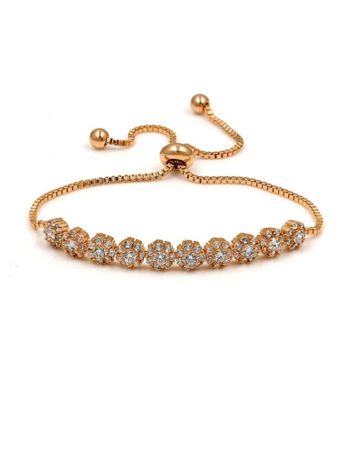 Mo Hai Copper With Cubic Zirconia Personality Flower  adjustable Bracelets 2