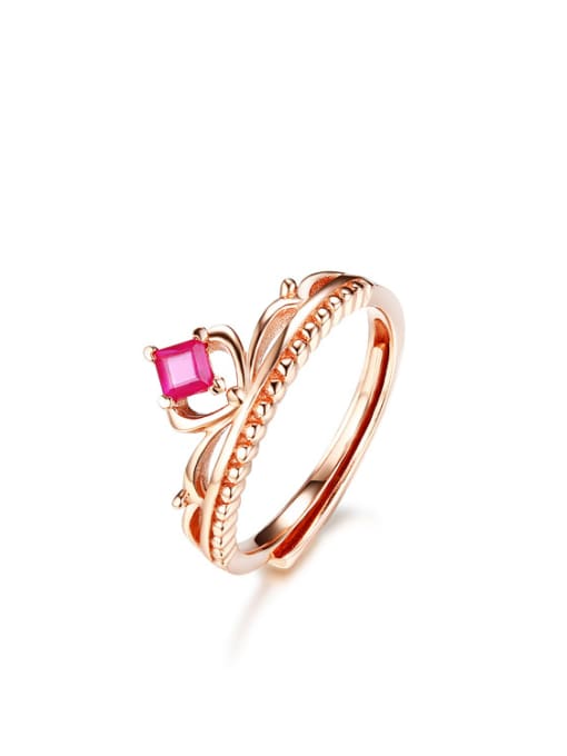 Deli Rose Gold Plated Ruby Crown Ring 2