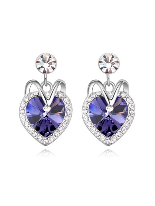 QIANZI Fashion Heart austrian Crystals-covered Alloy Stud Earrings 0