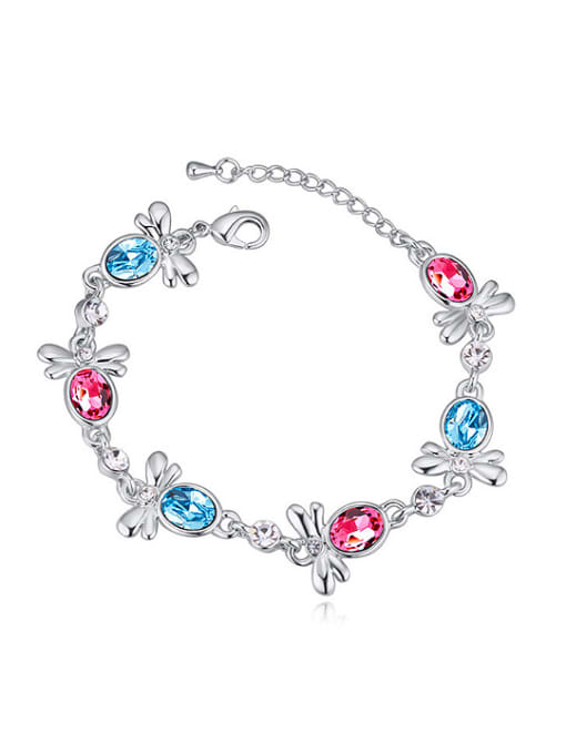 double color Fashion Oval austrian Crystals-accented Little Bees Alloy Bracelet