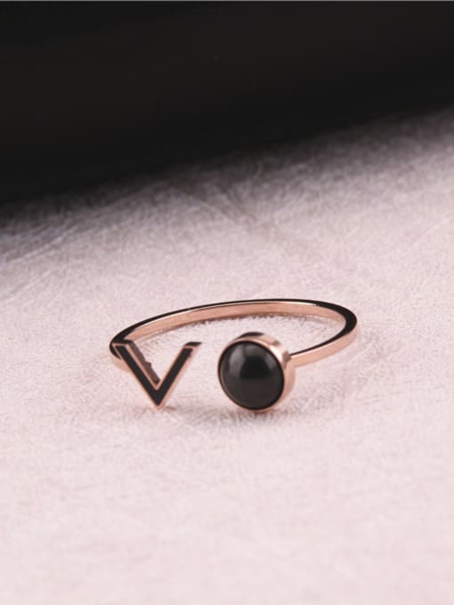 GROSE Black Agate V Shaped Opening Ring 2