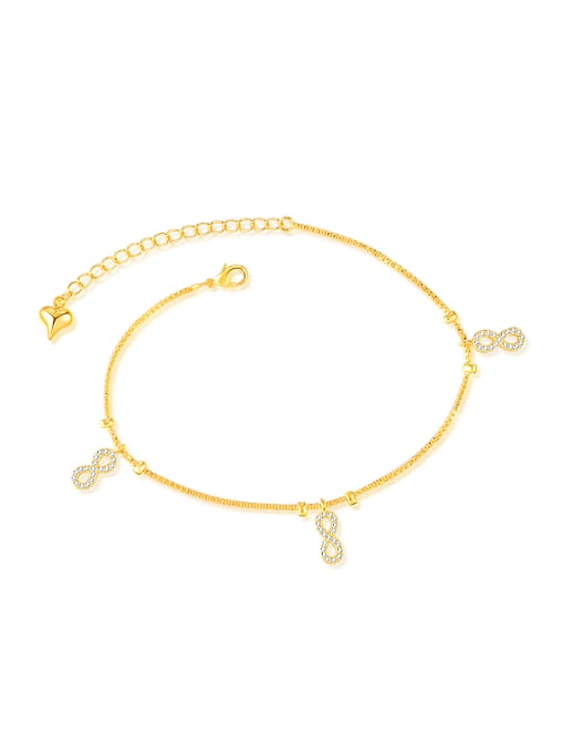 Gold Simple Eight-shaped Rhinestones Anklet