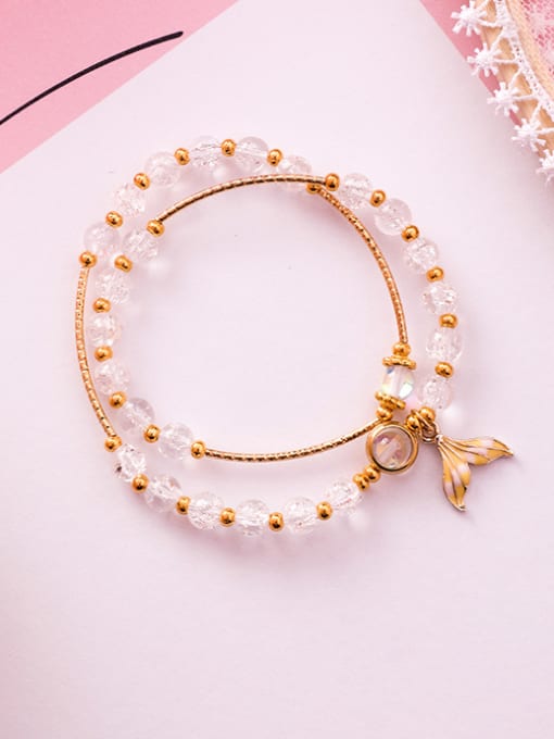 E white Alloy With Rose Gold Plated Fashion Fish Tail Pendant Bracelets