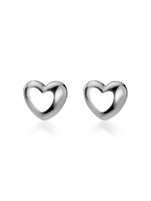 Rosh 925 Sterling Silver With Rose Gold Plated Simplistic Smooth Heart Stud Earrings 3