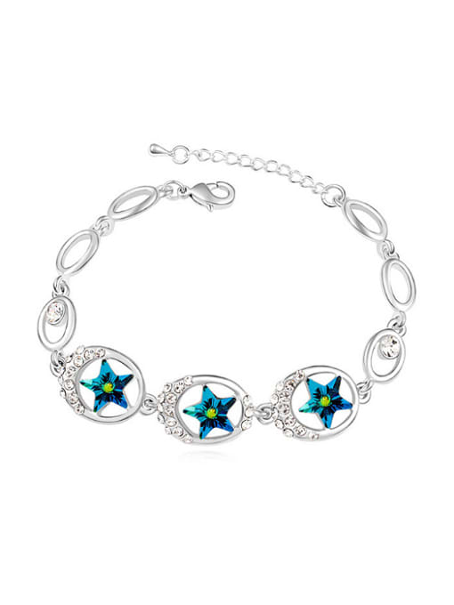 royal blue Fashion Hollow Oval Star austrian Crystals Alloy Bracelet